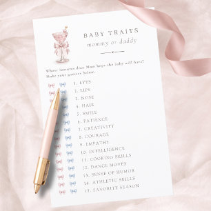 A Tini One Pink Girl Baby Shower Game Baby Traits