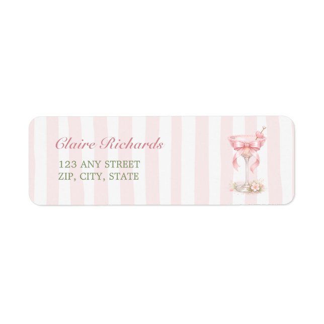 A Tini One Pink Stripes Baby Shower Return Address (Front)