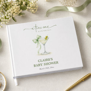 A Tini One Sage Green Coquette Bow Baby Shower Guest Book