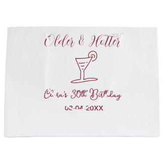 a tiny bit older 30th birthday glass brown trendy  large gift bag