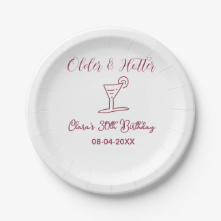 a tiny bit older 30th birthday glass brown trendy  paper plate