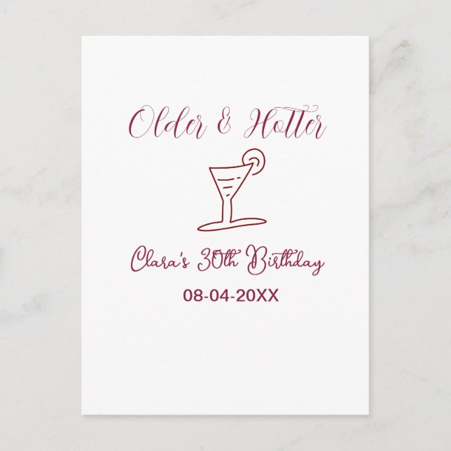 a tiny bit older 30th birthday glass brown trendy  postcard (Front)