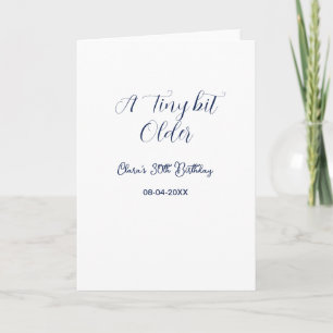 a tiny bit older 30th birthday navy blue trendy mo card