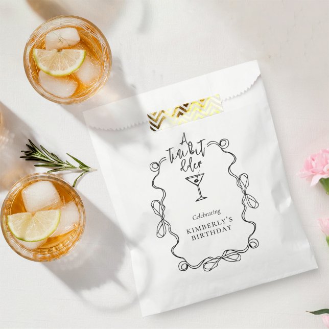 A Tiny Bit Older Black Wavy Border Birthday Party  Favour Bags (Creator Uploaded)