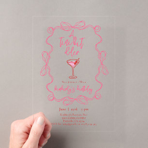 A Tiny Bit Older Hand drawn Pink Birthday Party Acrylic Invitations