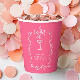 A Tiny Bit Older Pink Hand Drawn Birthday Party Paper Cups