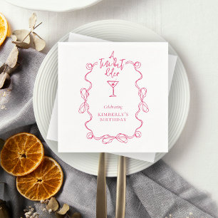 A Tiny Bit Older Pink Wavy Border Birthday Party  Napkin