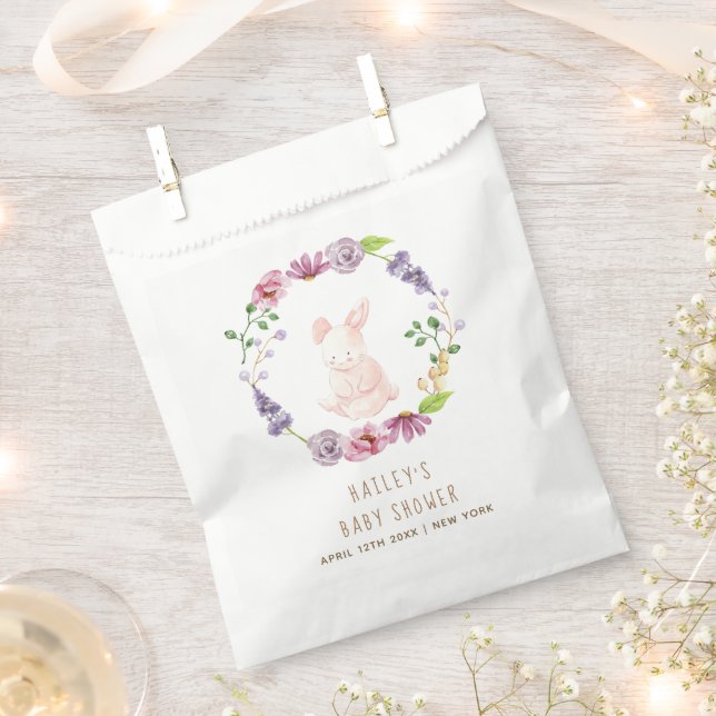 A Tiny Bunny Easter Floral Wreath Baby Shower  Favour Bags (Clipped)