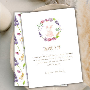 A Tiny Bunny Easter Floral Wreath Baby Shower Thank You Card