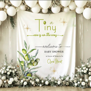 A tiny one is on the way welcome sign tapestry