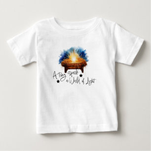 A tiny spark a world of Light manger christmas Baby T-Shirt