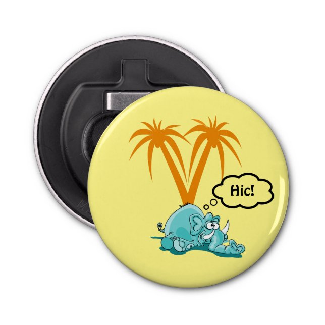 A Tipsy Blue Elephant Under Palm Trees Bottle Opener (Front)