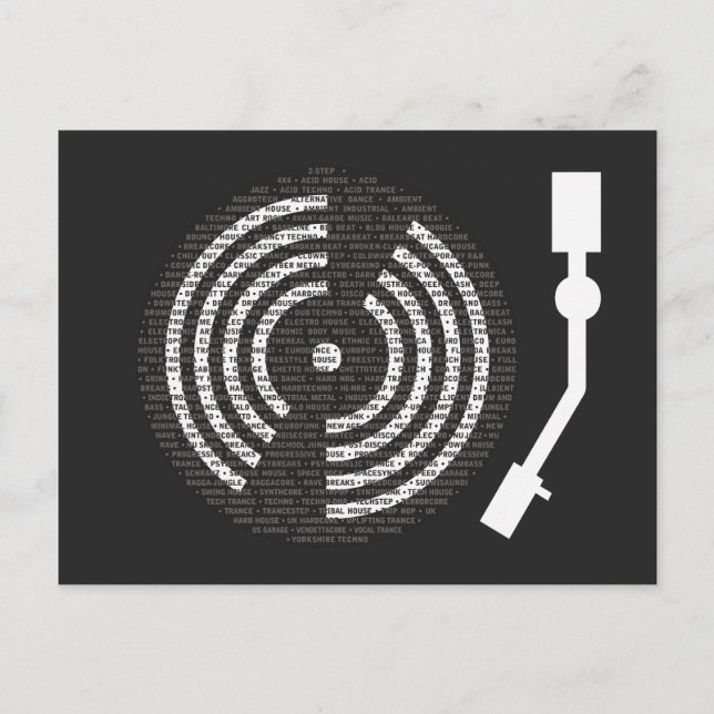 A to Z Turntable Dark Postcard (Front)