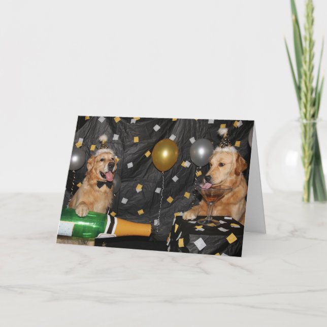 A Toast to a Golden New Year Holiday Card (Front)