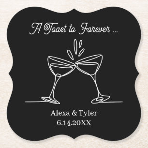 A Toast to Forever   Personalized Wedding Paper Coaster