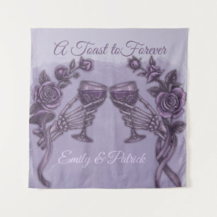 A Toast to Forever, Plum Gothic Wedding Design Tapestry