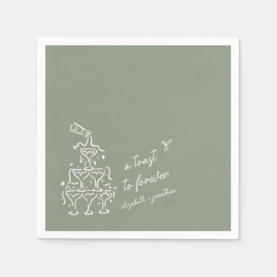 A Toast to Forever Sage Green Wedding Napkin