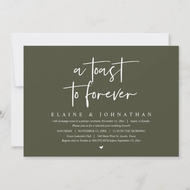 A Toast To Forever, Wedding Elopement Brunch Party Invitation (Front)