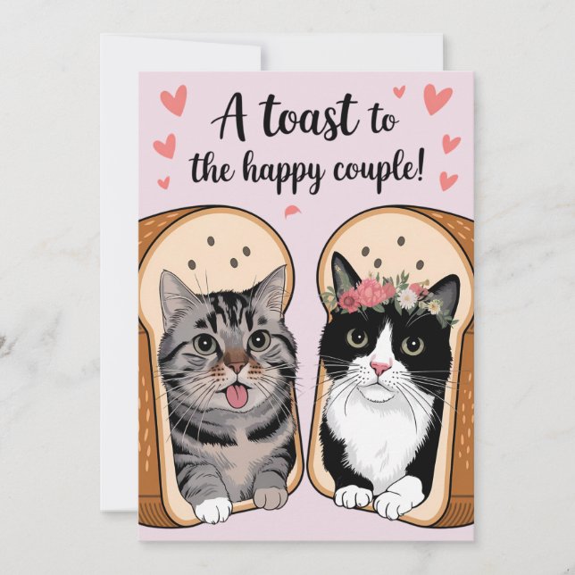 A Toast To The Happy Couple Funny Cat Wedding Invitation (Front)