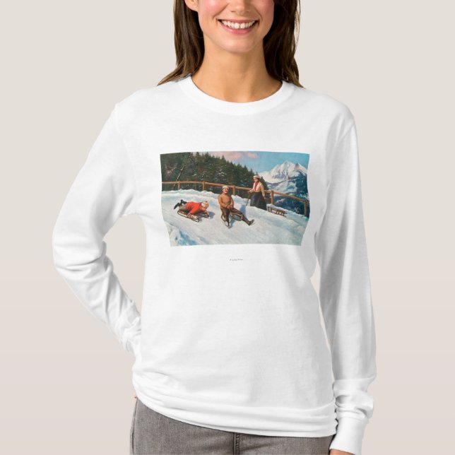 A Toboggan Sledding Scene T-Shirt (Front)