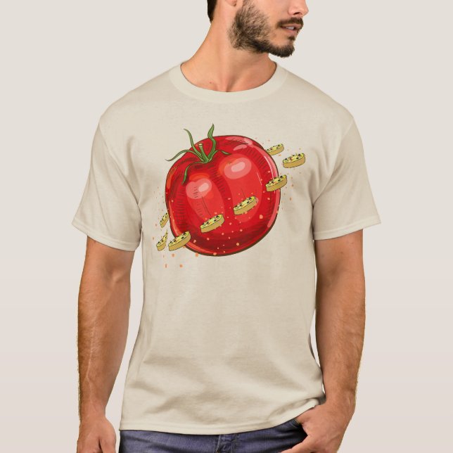 A tomato planet with pizzas surrounding him T-Shirt (Front)