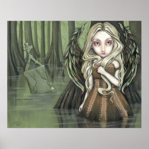 A Tomb in the Swamp gothic angel Art Print