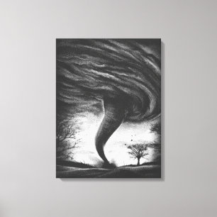 a tornado on a road in realistic style canvas print