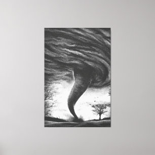 a tornado on a road in realistic style canvas print