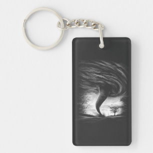 a tornado on a road in realistic style key ring