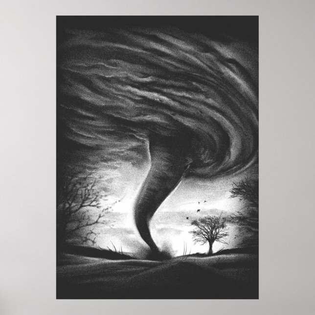 a tornado on a road in realistic style poster (Front)