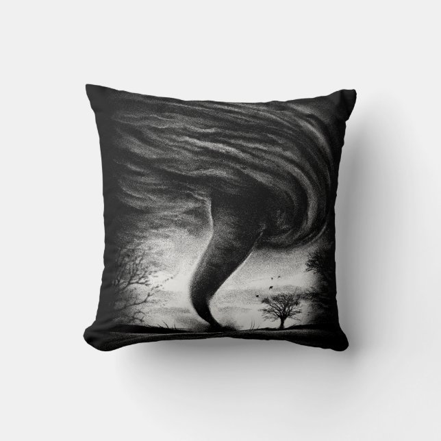 a tornado on a street in a realistic style cushion (Front)