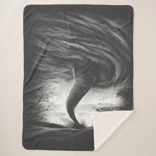 a tornado on a street in a realistic style sherpa blanket (Front)