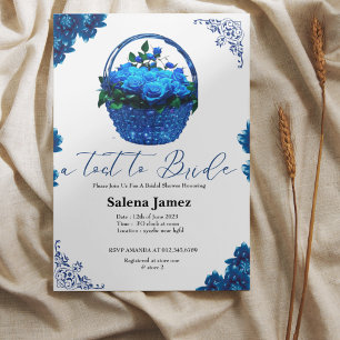 A tost to bride bucket floral bridal shower invitation