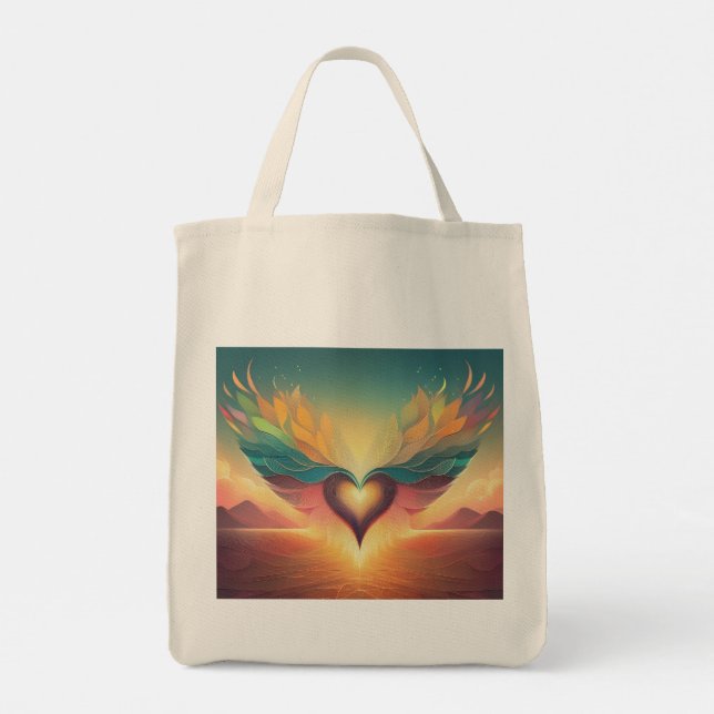 A tote bag with a winged heart soaring for freedom (Back)