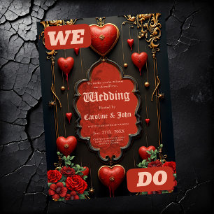 A touch of gothic, hearts and eternal connection. invitation