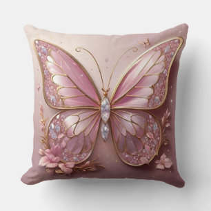 A Touch of Pink: Pink Butterfly Throw Pillow