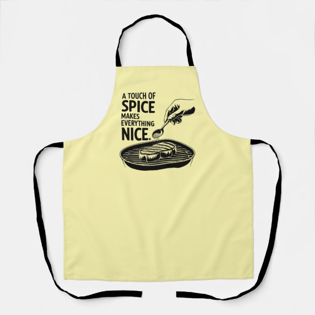 A Touch Of Spice Makes Everything Nice" Yellow  Apron (Front)