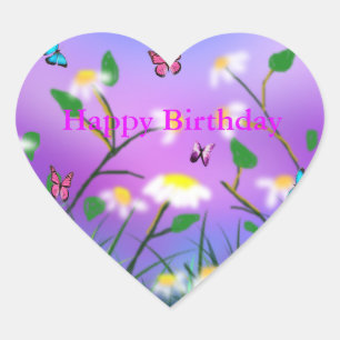 A Touch Of Spring,  Heart Happy Birthday Stickers. Sticker