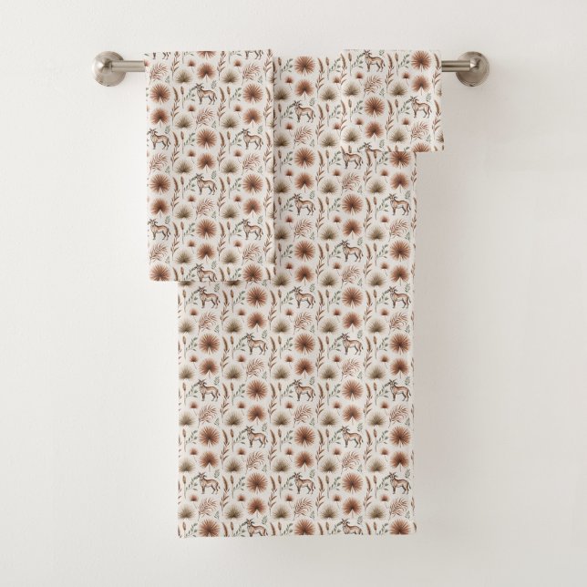 A towel set featuring a floral pattern with pink  (Creator Uploaded)