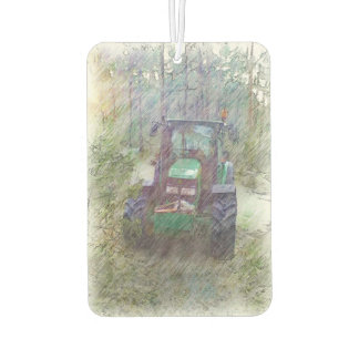 A tractor in the forest car air freshener