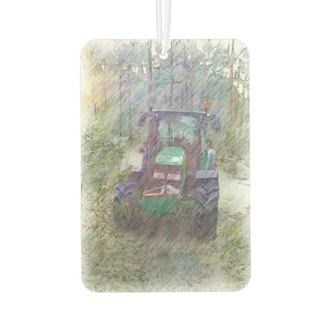 A tractor in the forest car air freshener (Back)