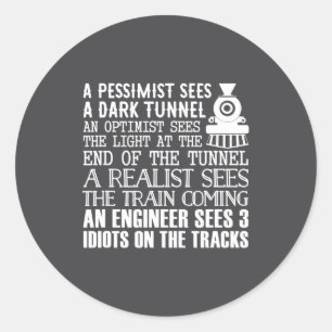 A Train Engineer And 3 Idiots Funny Joke Classic Round Sticker