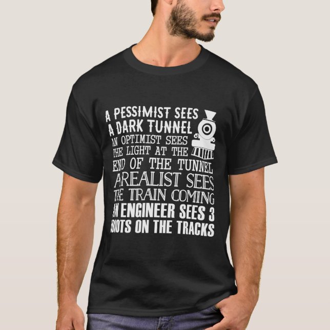 A Train Engineer And 3 Idiots Funny Joke  T-Shirt (Front)
