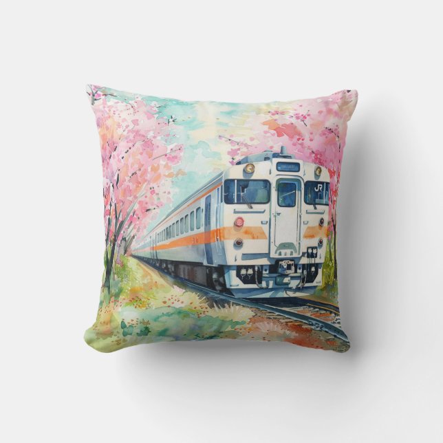 A Train in Springtime Cushion (Front)