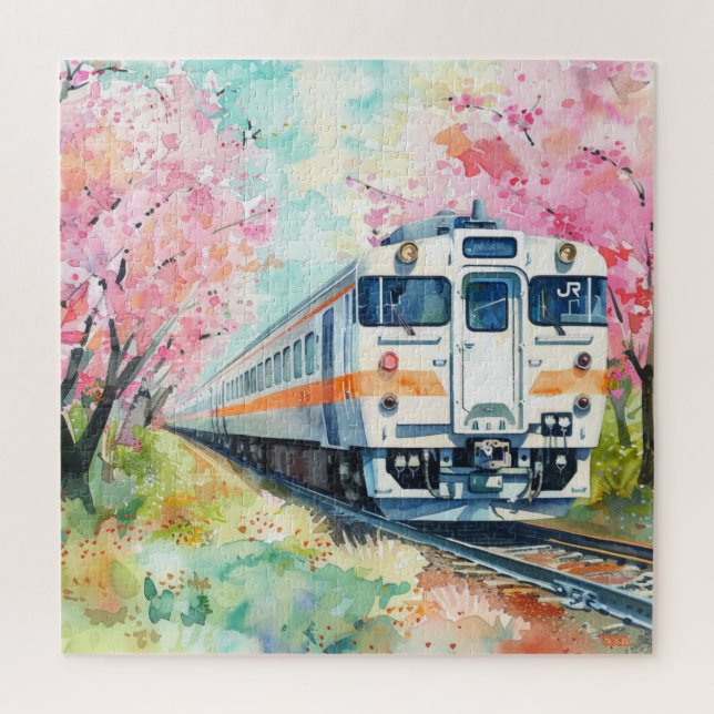 A Train in Springtime Jigsaw Puzzle (Vertical)