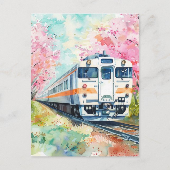 A Train in Springtime Postcard (Front)