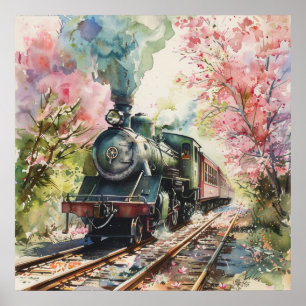 A Train in Springtime Poster