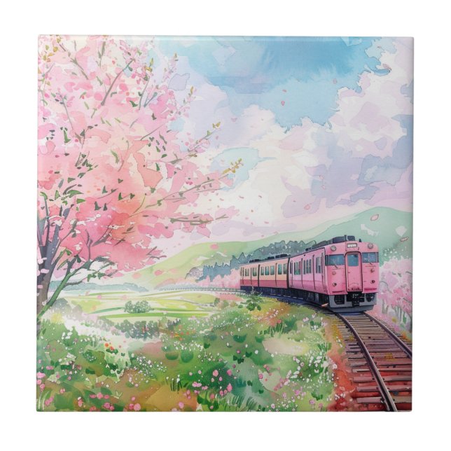 A Train in Springtime Tile (Front)