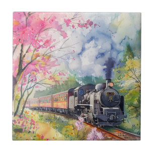 A Train in Springtime Tile