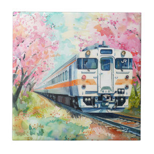 A Train in Springtime Tile